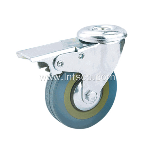 Grey Rubber Brake Casters Bolt Hole Type